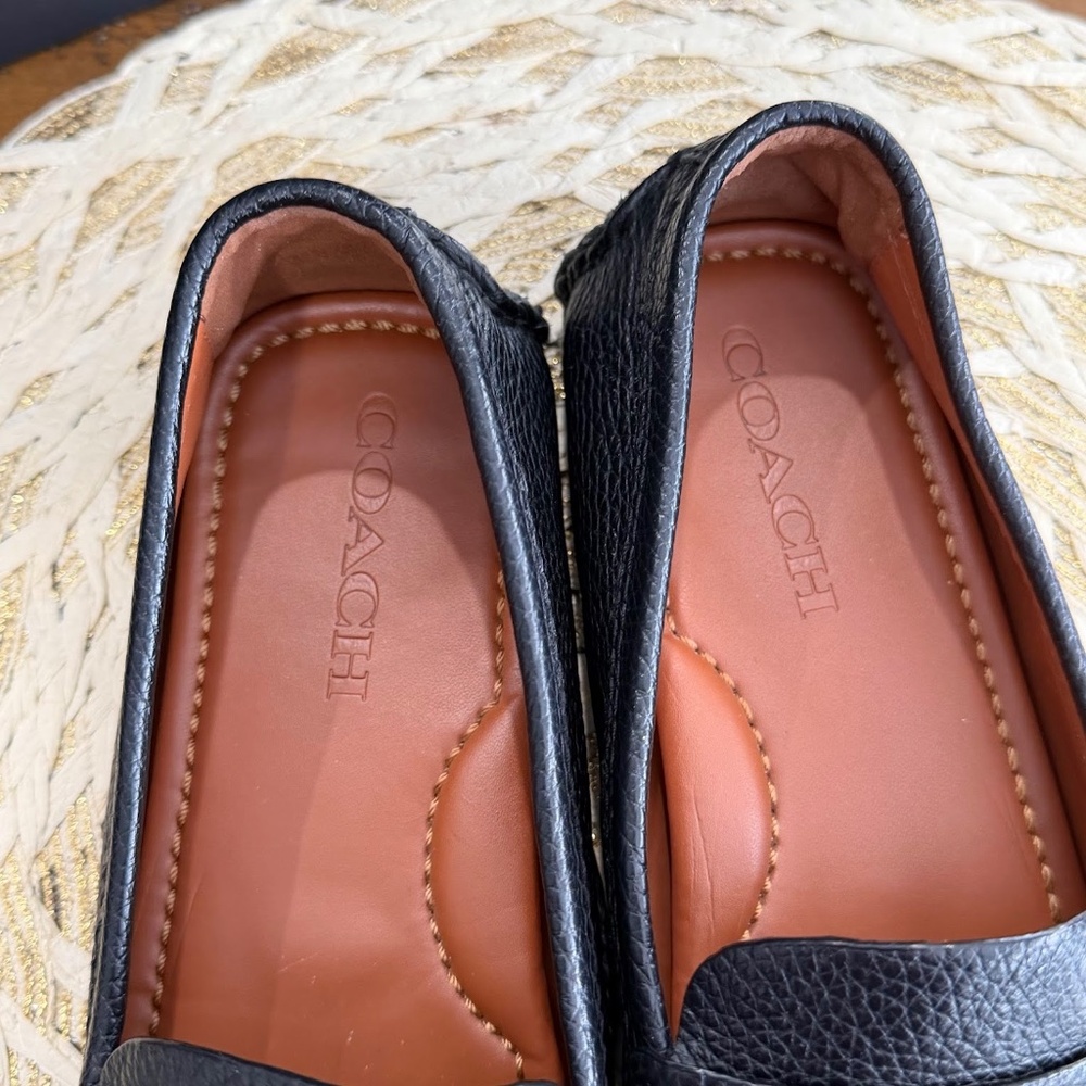 Coach Women's Black Leather Crosby Driver Turnlock Loafer Flats Size 7.5 - Picture 6 of 10